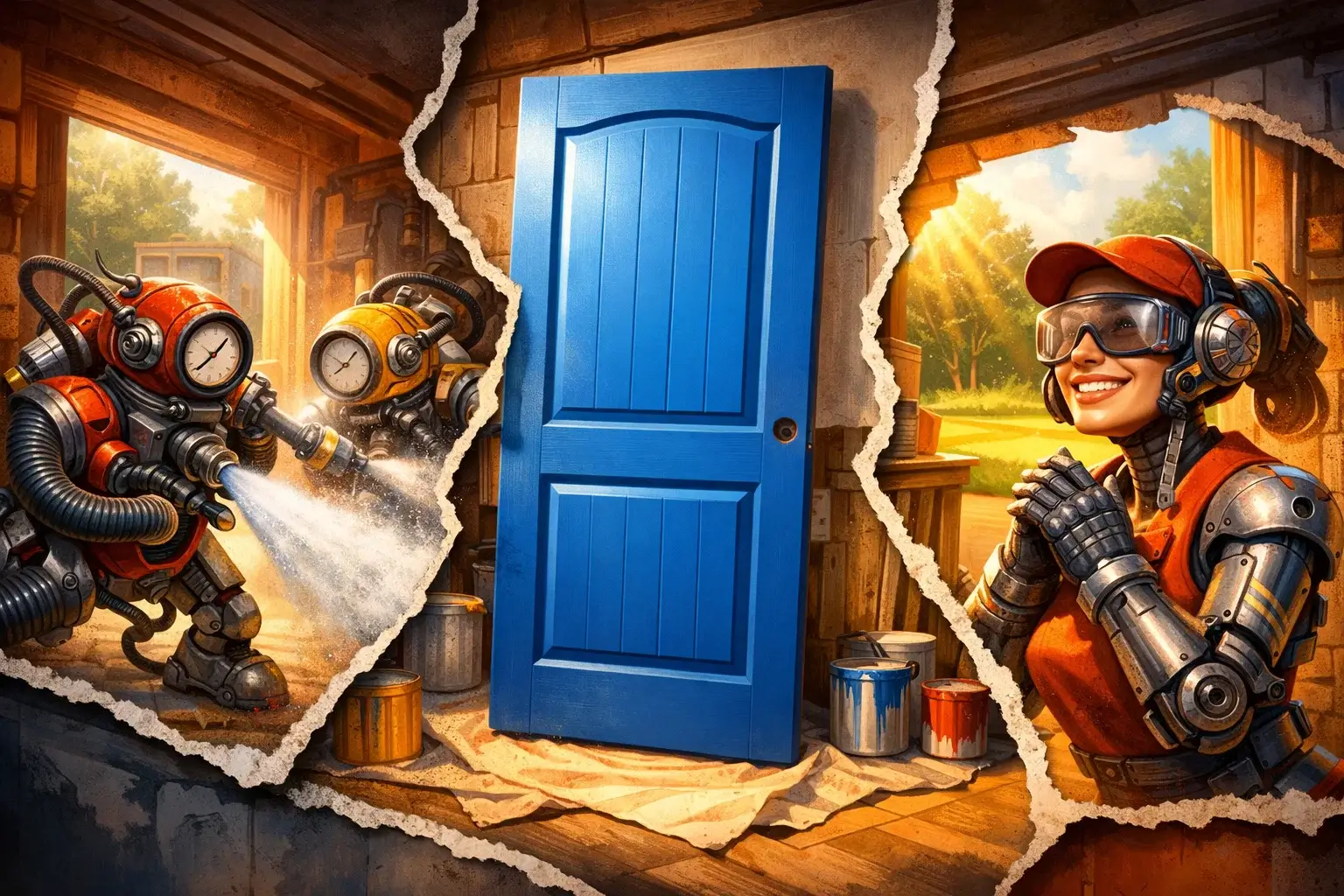 compressor painting wooden door smooth finish