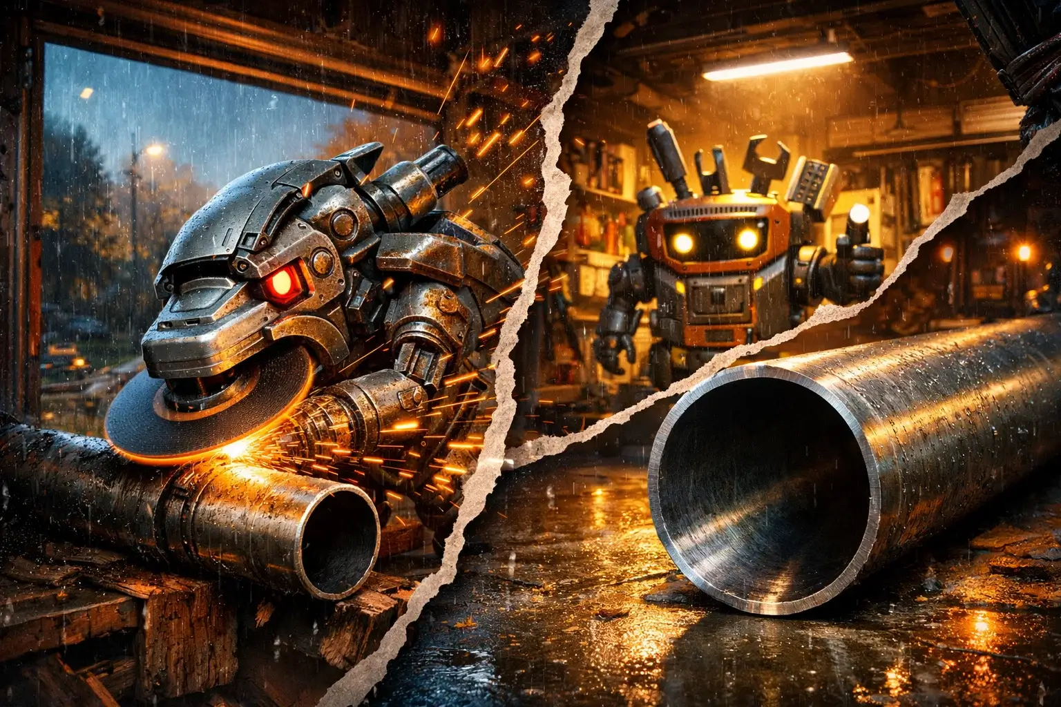 angle grinder cutting metal pipe clean edge